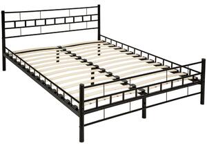 Tectake 401719 kovová postel dvoulůžková včetně lamelových roštů - 200 x 140 cm,černá