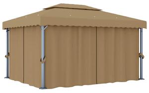Altán se závěsy 4 x 3 m taupe hliník 3067050