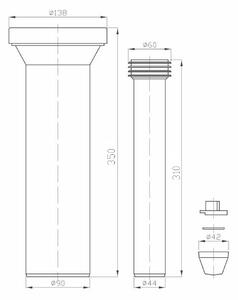 Bruckner WC dopojení - set pro závěsné WC, 350 mm