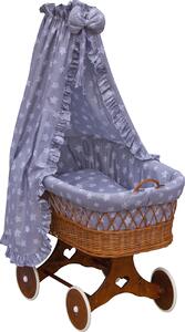 Proutěný košík na miminko s nebesy Scarlett Hvězdička - šedá Mdum