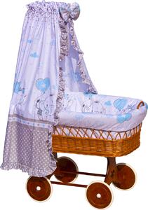 Proutěný košík na miminko s nebesy Scarlett Gusto - modrá Mdum