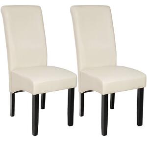 Tectake 401295 2 jídelní židle ergonomické, masivní dřevo - krémová