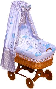 Proutěný košík na miminko s nebesy Scarlett Gusto - modrá Mdum