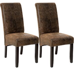 Tectake 401596 2 jídelní židle ergonomické, masivní dřevo - vintage hnědá