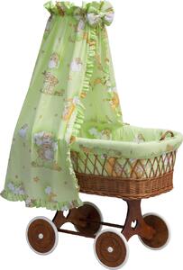 Proutěný košík na miminko s nebesy Scarlett Mráček - zelená Mdum