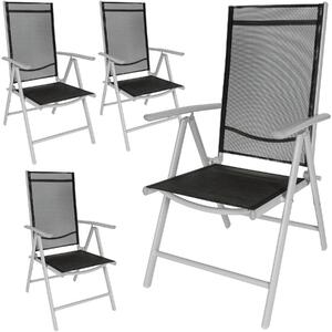 Tectake 401632 4 zahradní židle hliníkové - černá/stříbrná