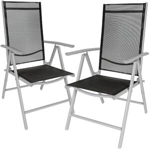 Tectake 401631 2 zahradní židle hliníkové - černá/stříbrná