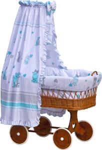 Proutěný košík na miminko s nebesy Scarlett Pupis - modrá Mdum