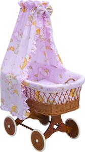 Proutěný košík na miminko s nebesy Scarlett Mráček - růžová Mdum