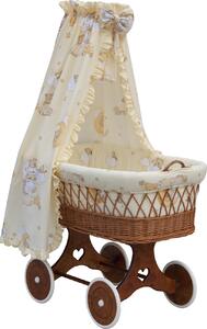 Proutěný košík na miminko s nebesy Scarlett Mráček - béžová Mdum