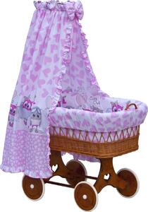 Proutěný košík na miminko s nebesy Scarlett Kulíšek - růžová Mdum