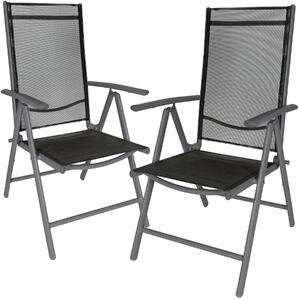 Tectake 401633 2 zahradní židle hliníkové - černá/antracit