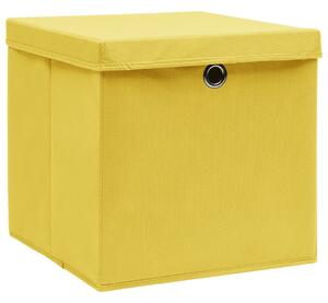 Úložné boxy s víky 4 ks žluté 32 x 32 x 32 cm textil