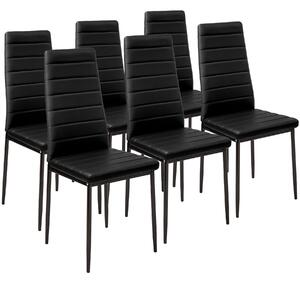 Tectake 401848 6 jídelních židlí, syntetická kůže - černá