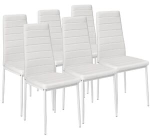 Tectake 401850 6 jídelních židlí, syntetická kůže - bílá