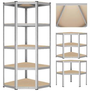 Rohový skladový regál 180 × 70 × 40 cm – 5 polic, nosnost 875 kg