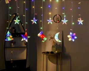 Vnitřní LED světelný vánoční závěs - různé vánoční motivy, 3m, 138 LED, různé barvy na výběr Barva: Studená bílá