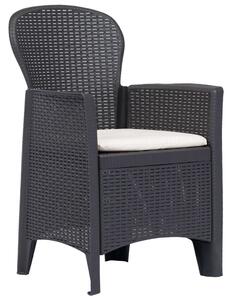 Zahradní židle 2 ks + podušky hnědé plastové ratanový vzhled