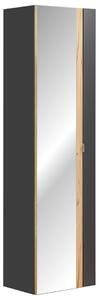CMD COMAD - Koupelnová skříňka vysoká se zrcadlem Capri Cosmos - černá - 45x170x33 cm