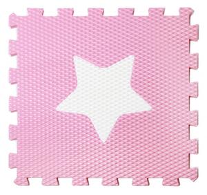 Vylen VYLEN Pěnové podlahové puzzle Minideckfloor s hvězdičkou Růžový s bílou hvězdičkou 340 x 340 mm