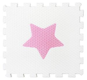 Vylen VYLEN Pěnové podlahové puzzle Minideckfloor s hvězdičkou Bílý s růžovou hvězdičkou 340 x 340 mm