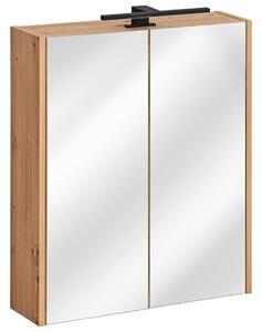 CMD Koupelnová skříňka se zrcadlem Madera White 60 cm - dub