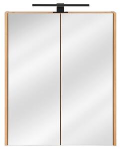 CMD COMAD - Koupelnová skříňka se zrcadlem Madera White - přírodní - 60x72x16 cm