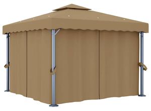 Altán se závěsy 3 x 3 m taupe hliník 3068557