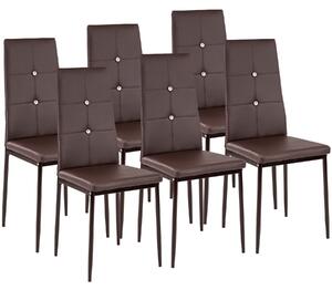 Tectake 402544 6 jídelních židlí, ozdobné kamínky - cappuccino