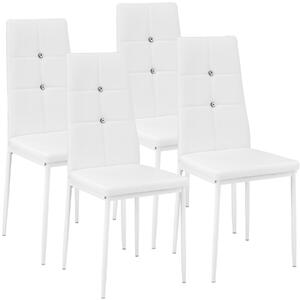 Tectake 402547 4 jídelní židle, ozdobné kamínky - bílá
