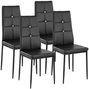 Tectake 402545 4 jídelní židle, ozdobné kamínky - černá