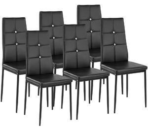 Tectake 402541 6 jídelních židlí, ozdobné kamínky - černá
