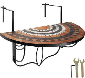 Tectake 402774 skládací stůl na balkon s mozaikou - terakota/bílá