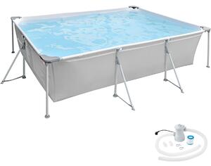 Tectake 402894 bazén obdélníkový s filtračním čerpadlem 300 x 207 x 70 cm - šedá