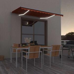 Ručně zatahovací markýza s LED světlem 350x250 cm oranžovohnědá 3068885