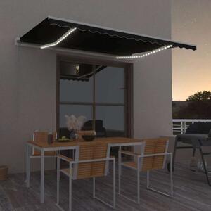 Ručně zatahovací markýza s LED světlem 400 x 300 cm antracitová 3068904