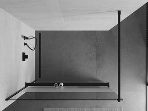 Mexen Kioto+, sprchová zástěna s poličkou a držákem na ručníky 140 x 200 cm, 8mm čiré-námraza sklo, černý profil, 800-140-121-70-35