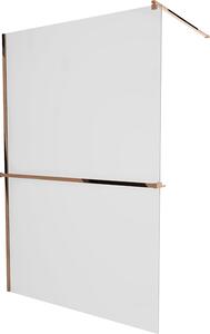 Mexen Kioto+, sprchová zástěna s poličkou a držákem na ručníky 140 x 200 cm, 8mm sklo námraza, profil růžové zlato, 800-140-121-60-30