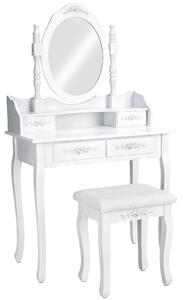 Tectake 402072 kosmetický toaletní stolek barok zrcadlo a stolička - bílá
