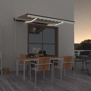 Ručně zatahovací markýza s LED světlem 350 x 250 cm krémová 3069082