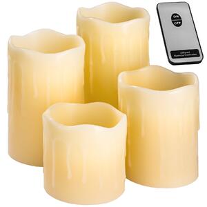 Tectake 401005 vosková svíčka led sada 4 ks přírodní na dálkové ovládání - bílá