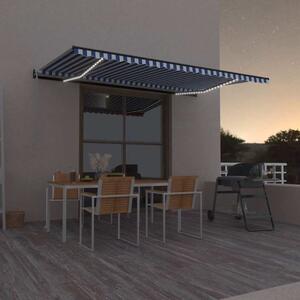 Automatická markýza LED a senzor větru 500 x 300 cm modrobílá 3069151