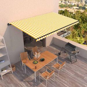 Ručně zatahovací markýza 500 x 300 cm žlutobílá 3069138