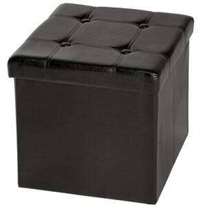 Tectake 401472 taburet skládací s úložným prostorem z umělé kůže 38x38x38cm - černá