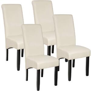 Tectake 403498 4 jídelní židle ergonomické, masivní dřevo - krémová