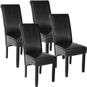 Tectake 403494 4 jídelní židle ergonomické, masivní dřevo - černá