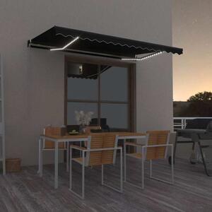 Ručně zatahovací markýza s LED světlem 400 x 350 cm antracitová 3069184