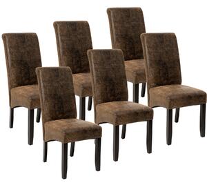 Tectake 403501 6 jídelní židle ergonomické, masivní dřevo - vintage hnědá