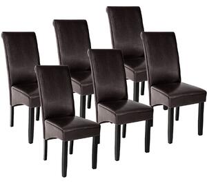 Tectake 403497 6 jídelní židle ergonomické, masivní dřevo - hnědá
