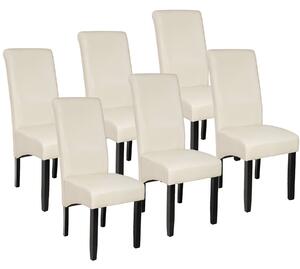 Tectake 403499 6 jídelní židle ergonomické, masivní dřevo - krémová